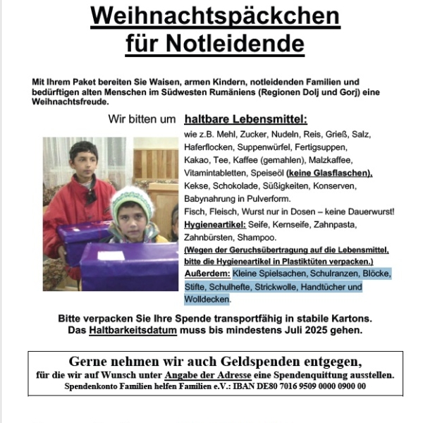 Weihnachtspäcken-Aktion